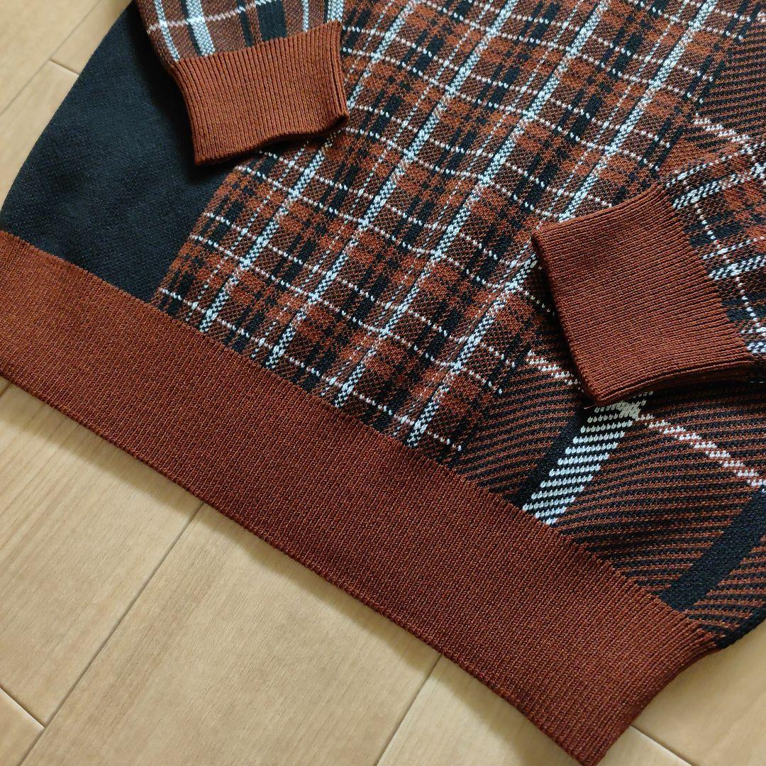 PEARLY GATES チェック柄 ハイネックニット