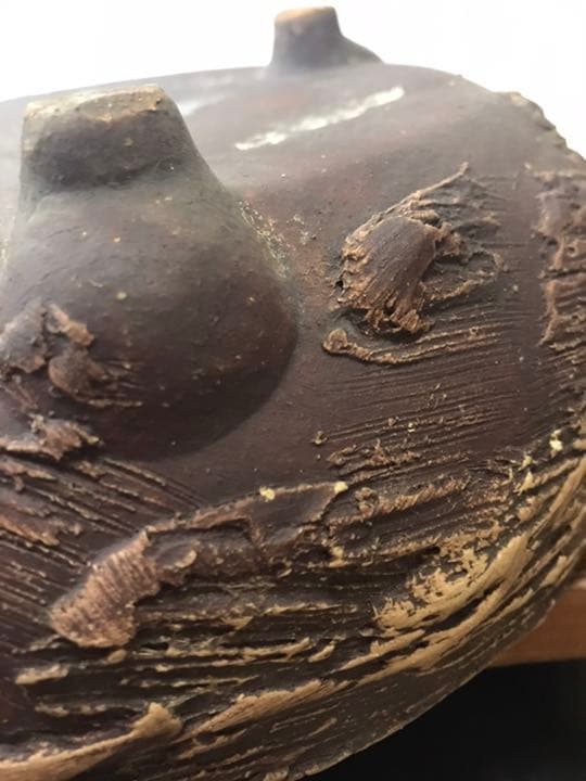 盆栽鉢　松皮盆栽鉢手作り盆栽鉢希少植木鉢山野草鉢3つ足25cm木肌作り