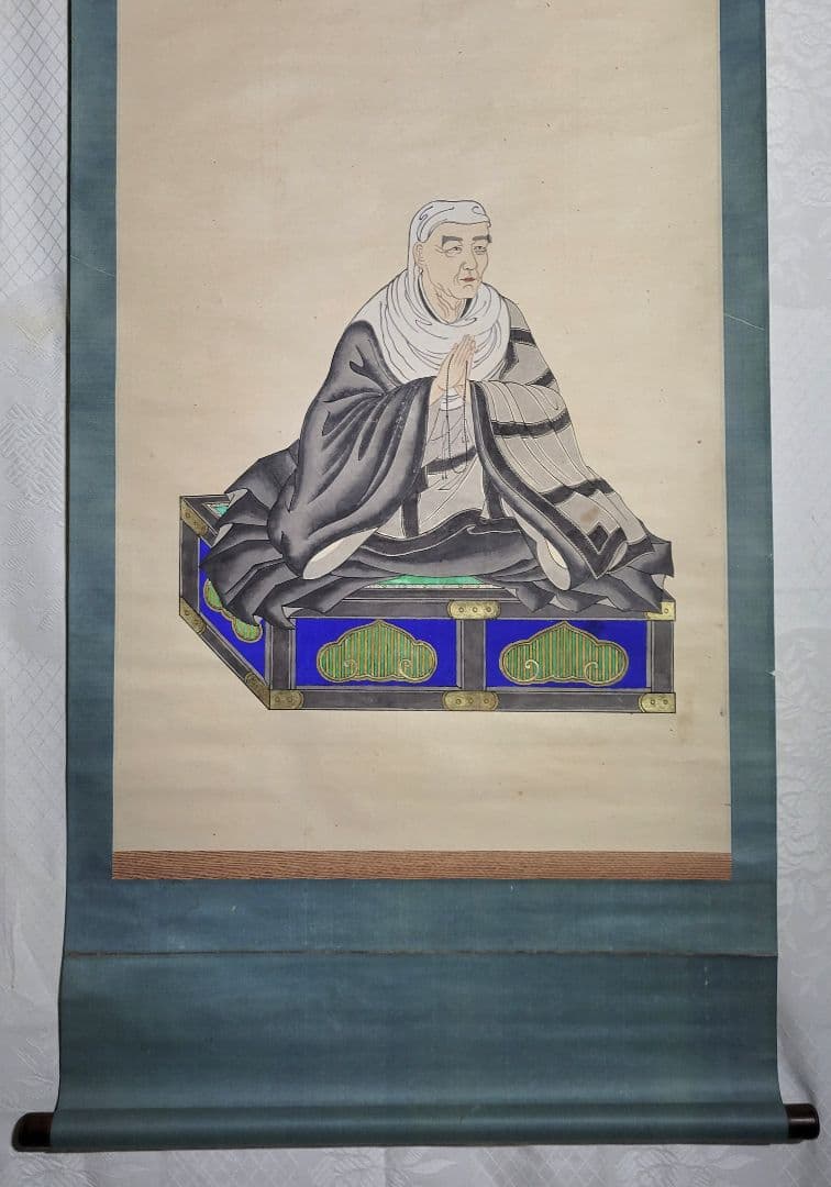 木版画　盛門30世　真朗上人　天台宗盛宗西教寺　掛け軸　箱無し　書画　美術品