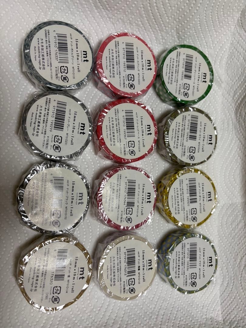 カモ井mt マスキングテープ ドット柄10ｍ巻き未開封１２個＋中古１個☆廃盤含む