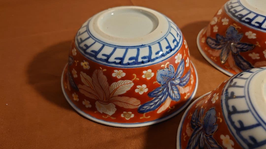 大聖寺伊万里　古伊万里　伊万里　色絵　染付　丸鉢　菓子鉢蔵出し　江戸期　３客