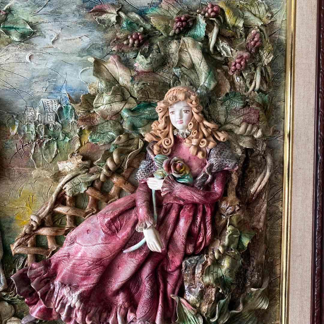 絵画 油絵　粘土細工　ロココ調