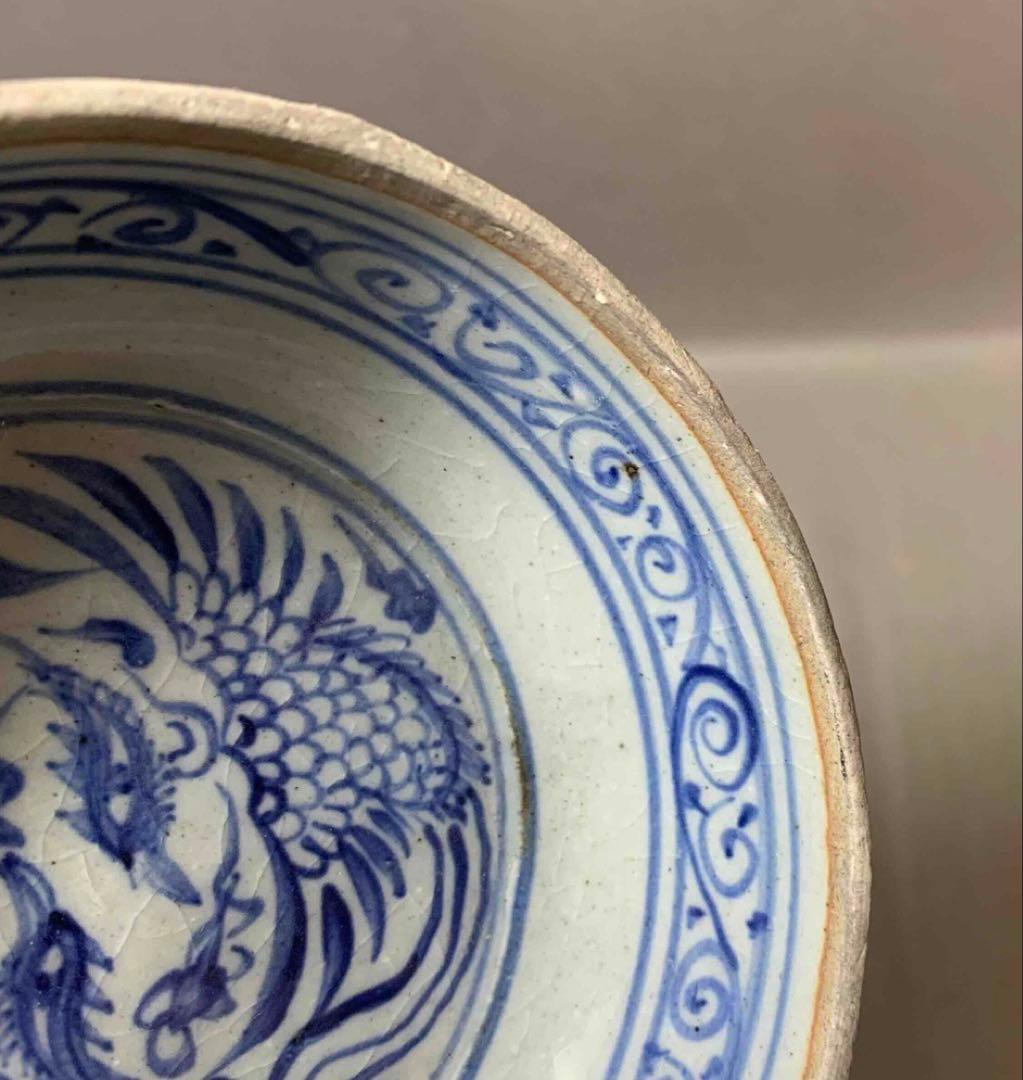 中国 染付鳳凰絵片口　f2250903