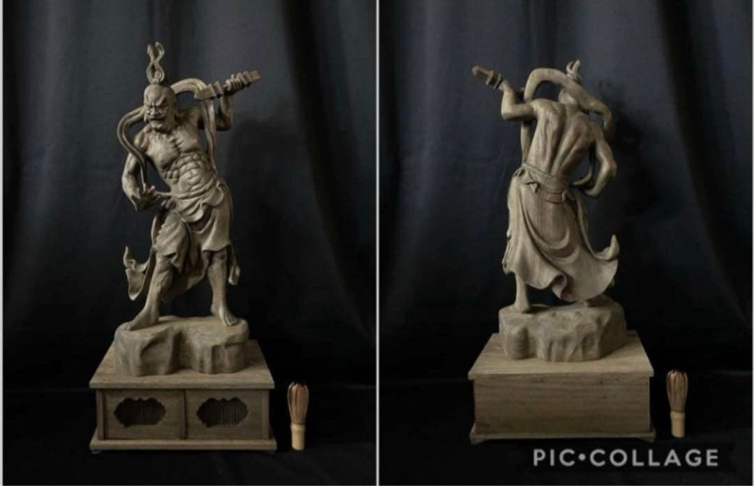 特大72cm 井波彫刻　楠材　木彫仏像　仏師手仕上げ品　仁王像　金剛力士像一式