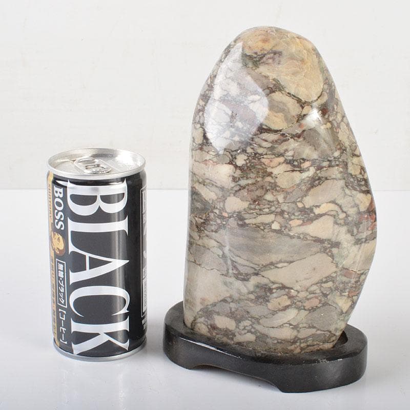 天然石　鑑賞石　置物　重さ約1.5kg　唐木台付　V　R6477