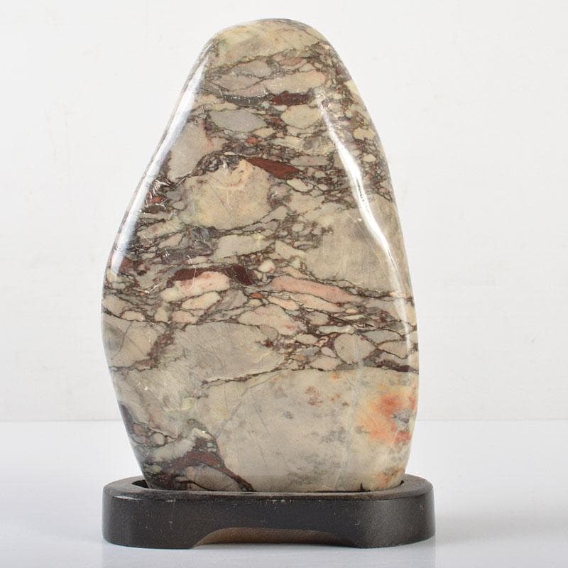 天然石　鑑賞石　置物　重さ約1.5kg　唐木台付　V　R6477