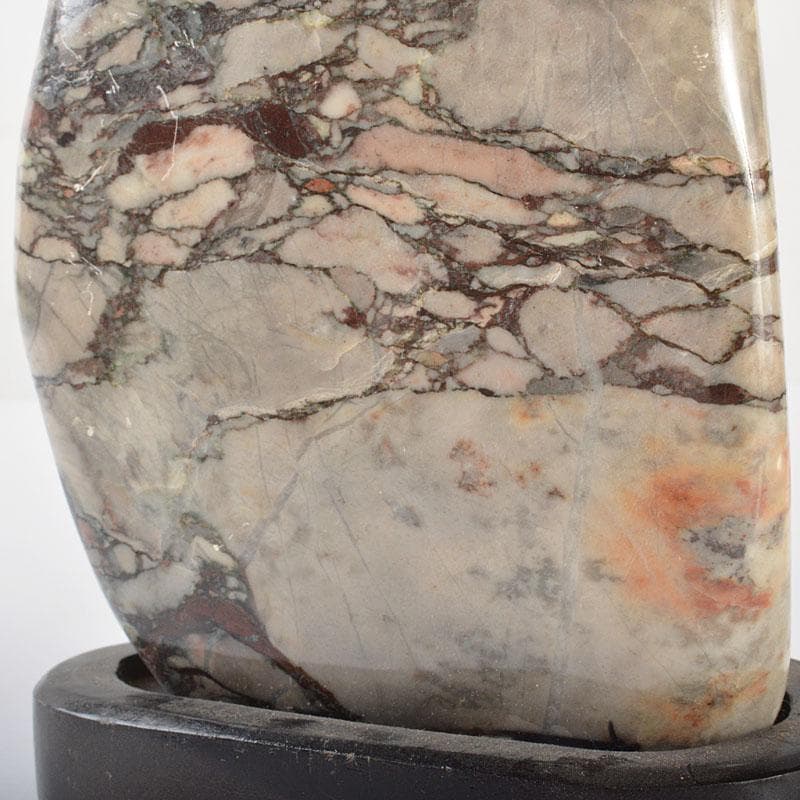 天然石　鑑賞石　置物　重さ約1.5kg　唐木台付　V　R6477