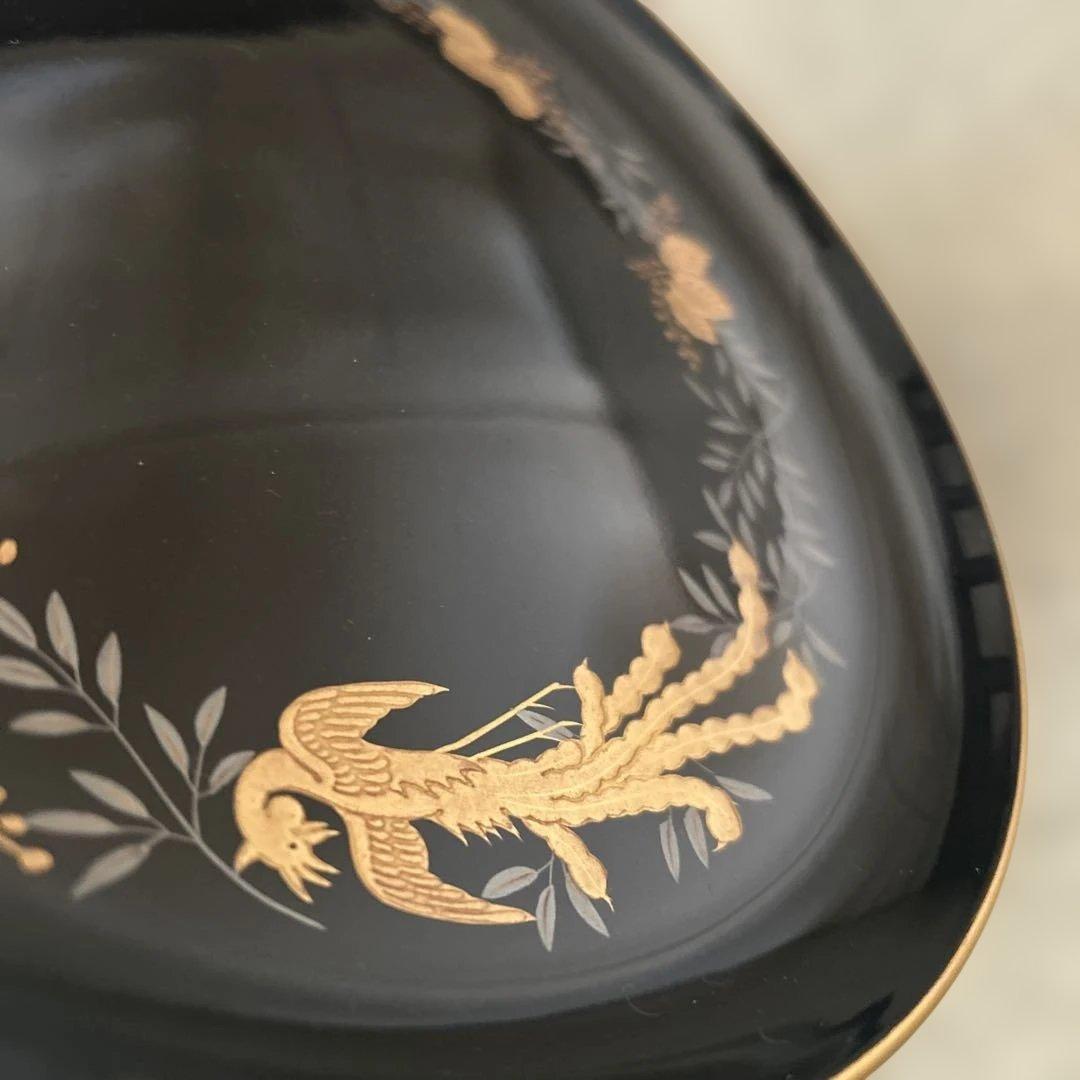 天然木　黒漆　蒔絵　鳳凰図　高杯高坏高付台　菓子器　直径23.6cm