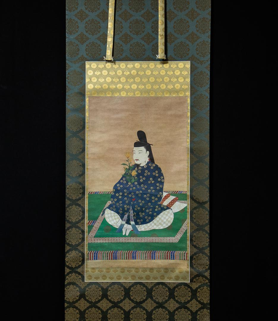 掛軸-1387　嵯峨天皇宸影　印刷工芸作品　大覚寺