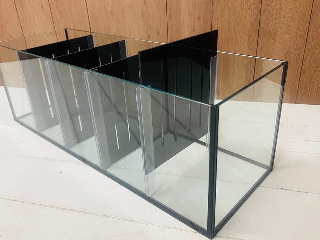 特注600×200×200 5室水槽 特注仕切り板 ブラックシリコン 未使用品