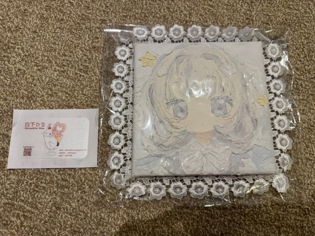 白下ひな　直筆　イラスト　油絵　美少女　キャンバス