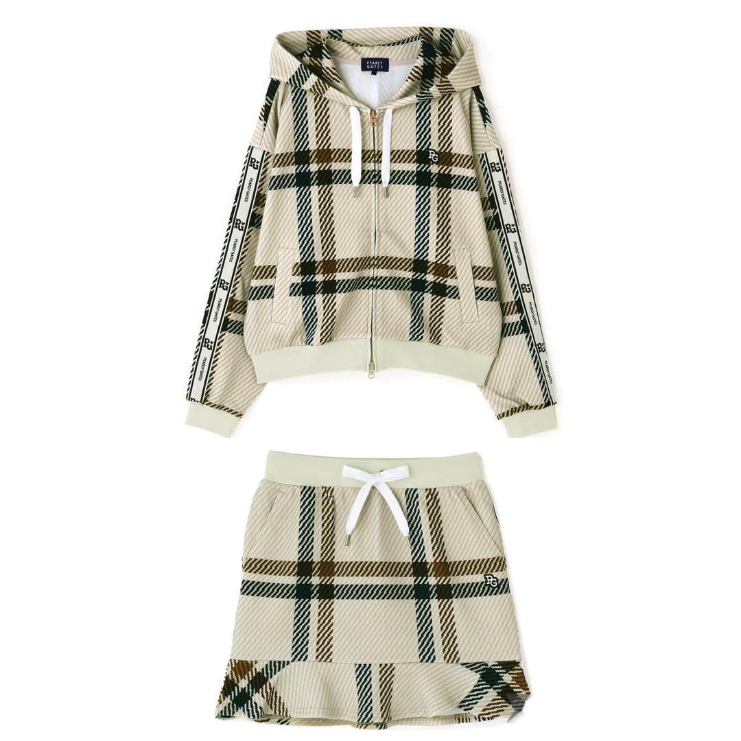 PEARLY GATESパーリーゲイツ チェック柄ジップフーディ&スカートセット