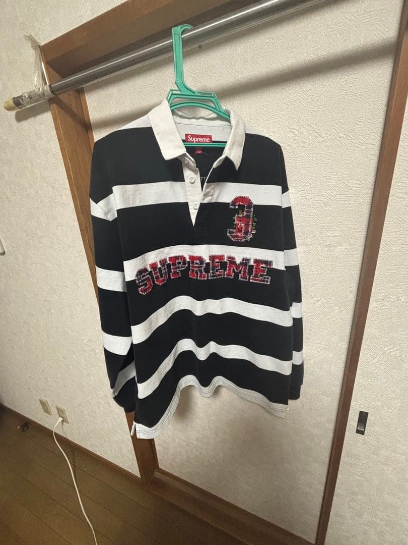 Supreme Stripe Rugby ポロシャツ　L