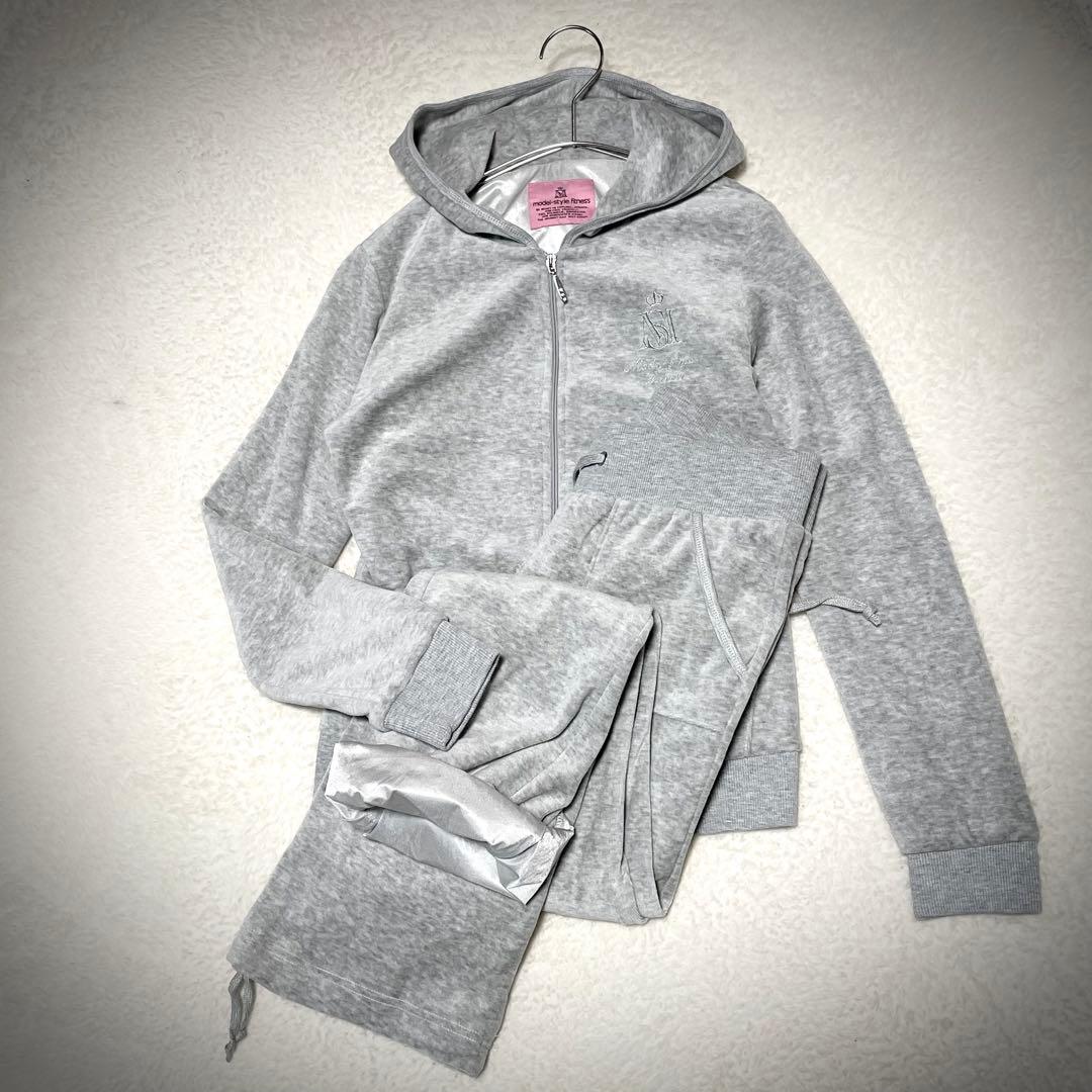 美品 ベロア セットアップ Y2K サウナスーツ スタイルアップ Ｍ グレー