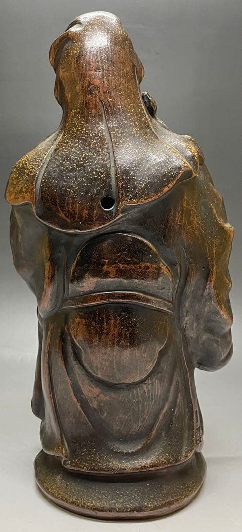 県指定重要無形文化財　森陶岳　寿老人　備前焼　置物　y87