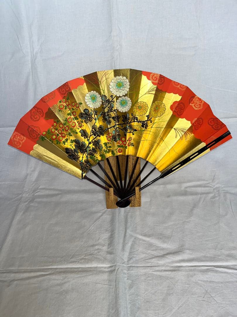 金地に秋草手描き仕舞扇♢特注品