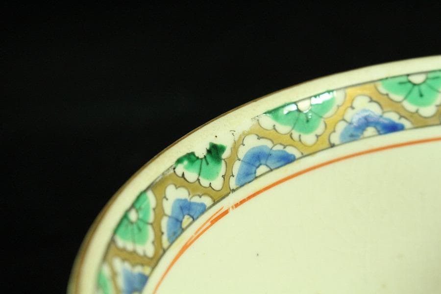 九谷 色絵捻り紋 蓋物 大日本庄三造 十客 美品(K-A683)