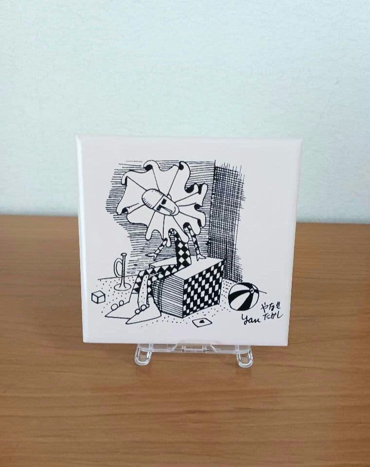 やなせたかし　タイル　絵画サイン入作品　陶器製　ピエロ画　希少レア　道化師