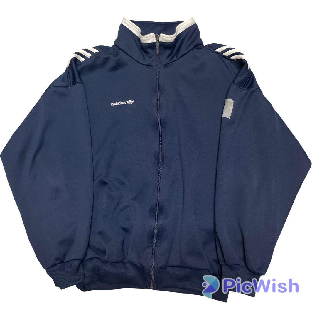 90s adidas トラックジャケット トレフォイル ネイビー 古着 Mサイズ