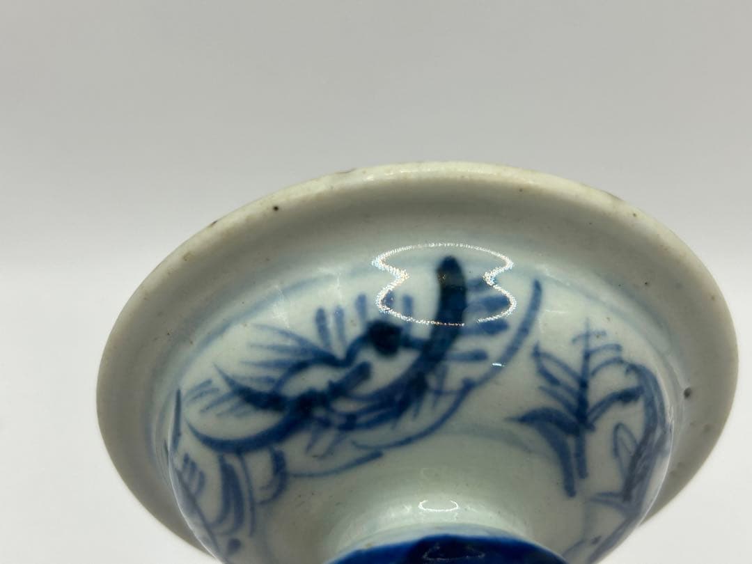 中国　清時代　染付高台皿　アンティーク　送料込み0925