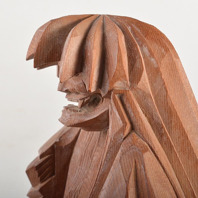 伝統工芸　飛騨一位一刀彫　中村一刻作　「石橋」　能　狂言　共箱　V　6416C