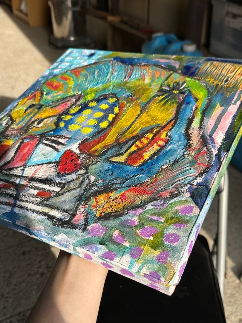 抽象的な猫のパステル画