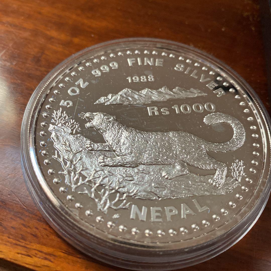 5オンス　純銀　ネパール　大型銀貨