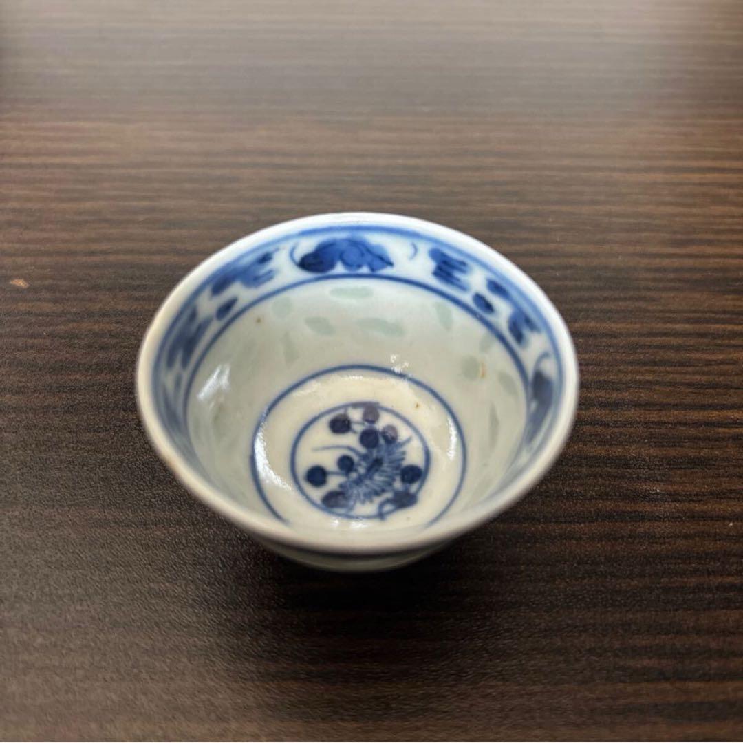 中国　蛍　康熙年製　染付赤絵蛍蓋茶碗　清代　煎茶道具・康熙年製・唐物