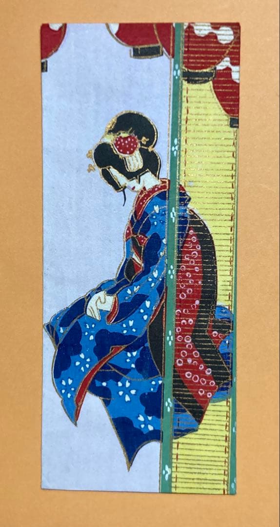 小林かいち？木版画 女性の横顔 絵封筒、京都京極さくら井屋版