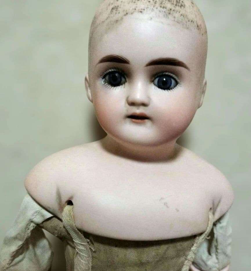日曜迄◎刻印有　ビスクドール　キッドボディ　ショルダーヘッド人形　アンティーク
