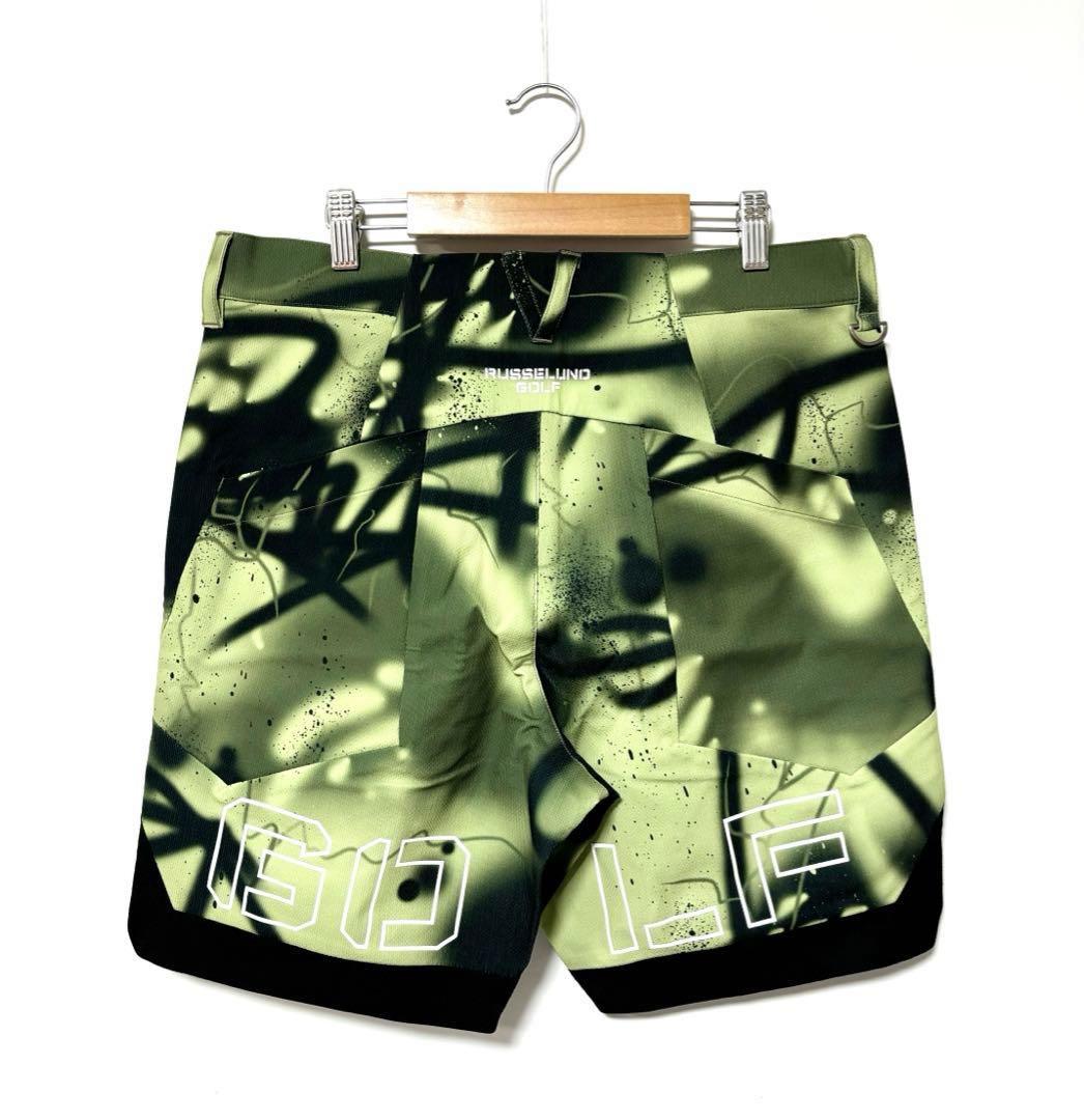新品 ラッセルノ ゴルフ ロゴ ストレッチ ショーツ スプレー カーキ M 4