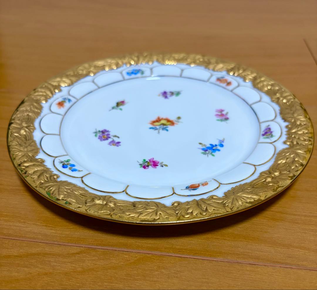 MEISSENマイセン グランツゴールド　Xフォーム 小花　金彩　プレート