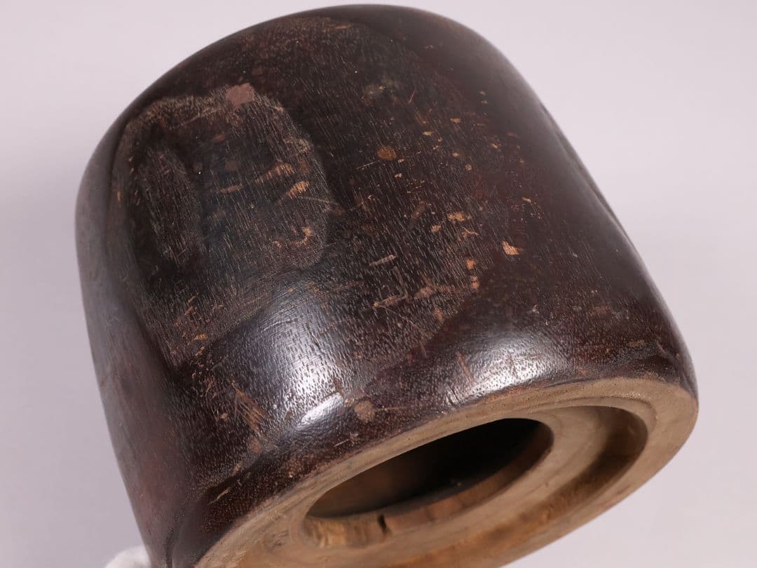 古い 桐火鉢一対 菊蒔絵 小さめ 手あぶり 6.5号 高さ15.3cm【MB30