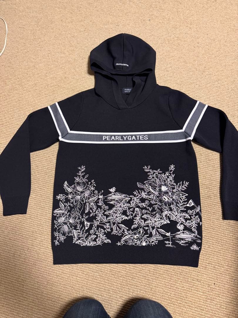 PEARLY GATES フード付きニットパーカー　 ダークネイビー　サイズ1