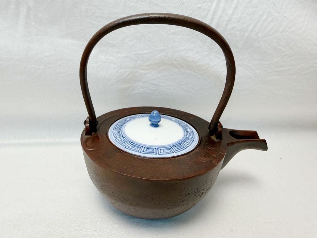 未使用 茶道具 人間国宝 高橋敬典造 松地紋 銚子 釜印 共箱