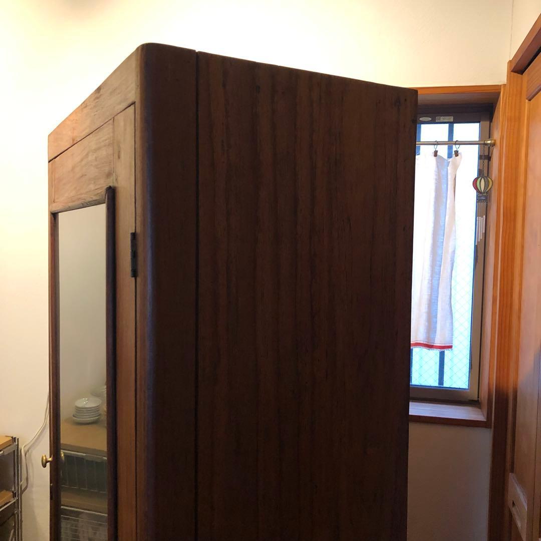 レトロ オーク材 本箱 食器棚 書庫 戸棚 収納 キャビネット