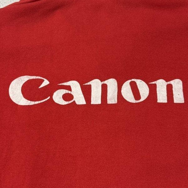 80s 当時物 CANON ラガーシャツ 襟付き ロンT 両面プリント キャノン