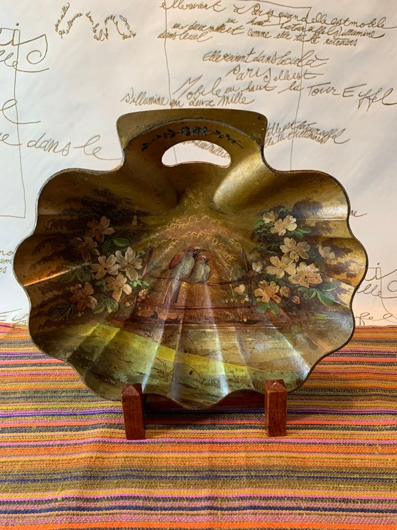 フランス製　アンティーク　ナポレオン期の絵柄が素敵な木製のプレート雰囲気抜群！