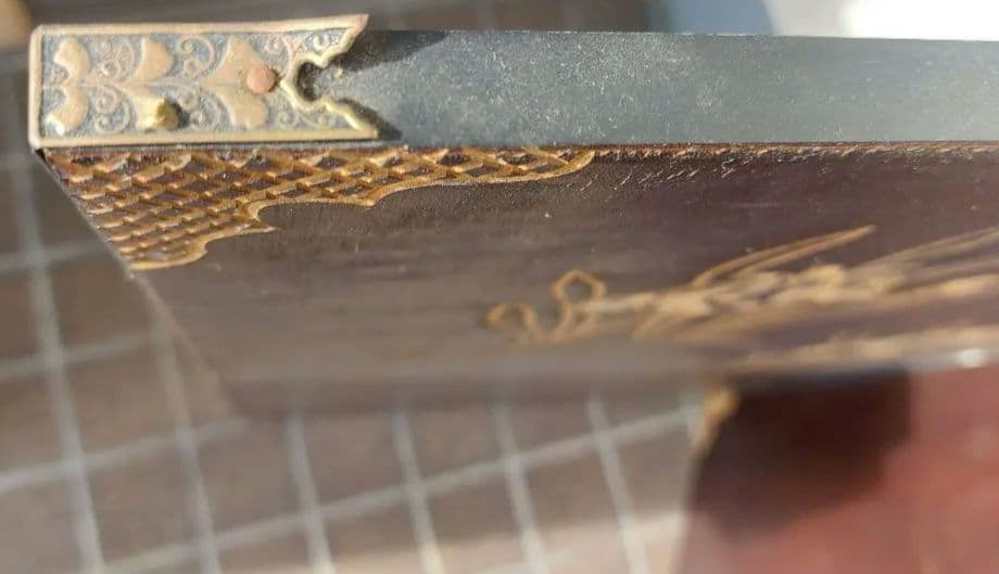 ★骨董品　アンティーク木製衣桁 花模様装飾　古民具 あやめ 折りたたみ式屏風3