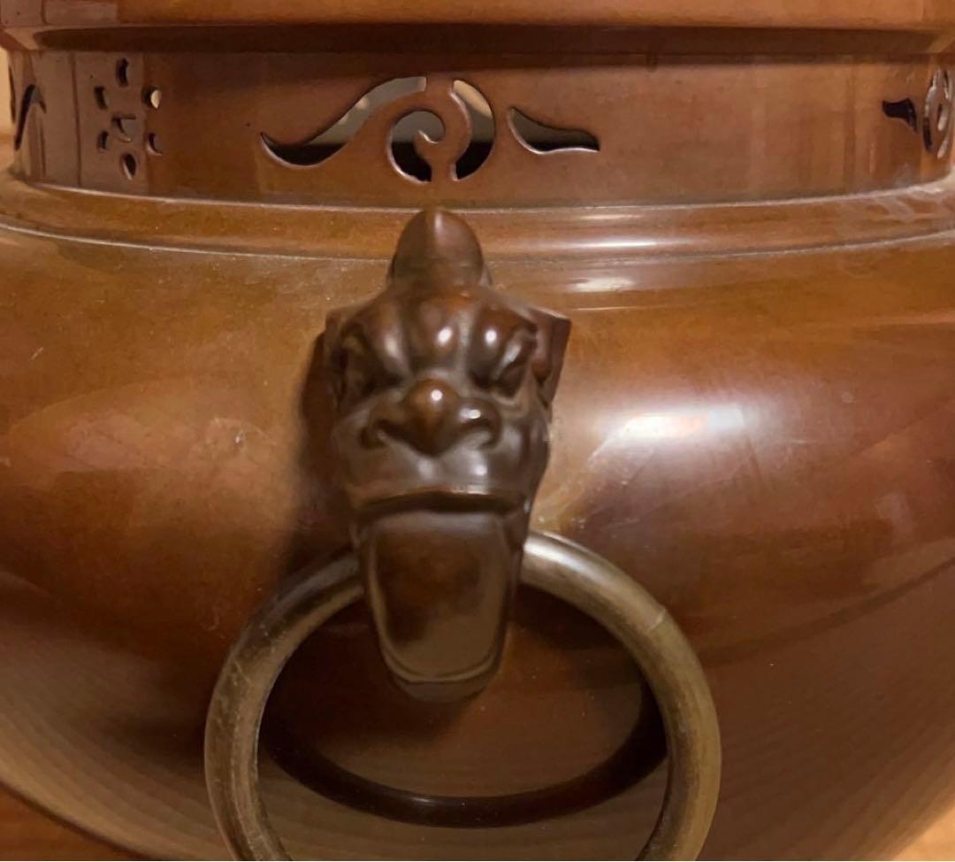 平丸釜添 唐銅鬼面風炉