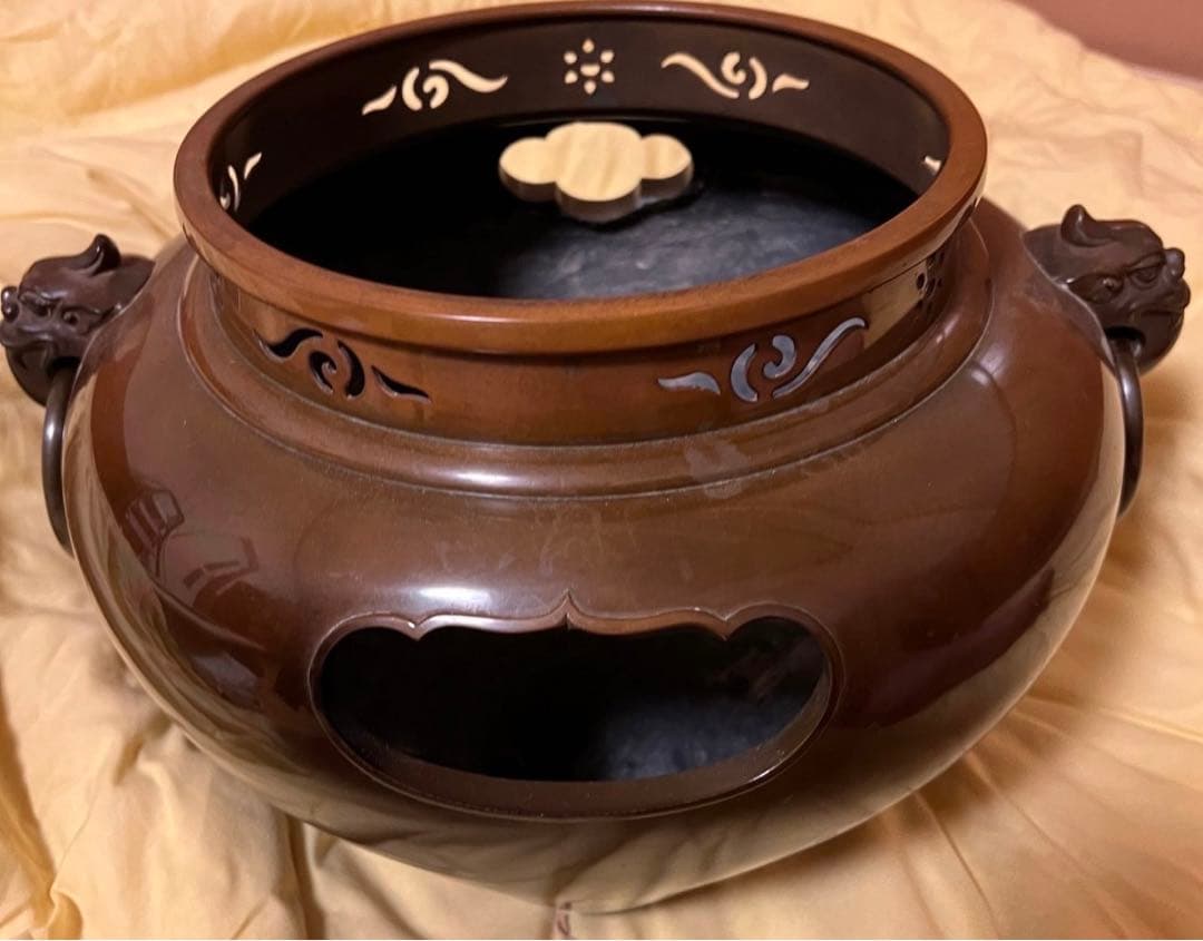 平丸釜添 唐銅鬼面風炉