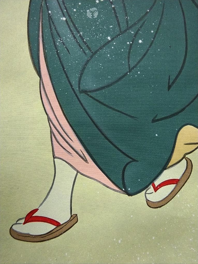 掛軸 淳『美人図 冬』日本画 絹本 肉筆 共箱付 掛け軸 w05275