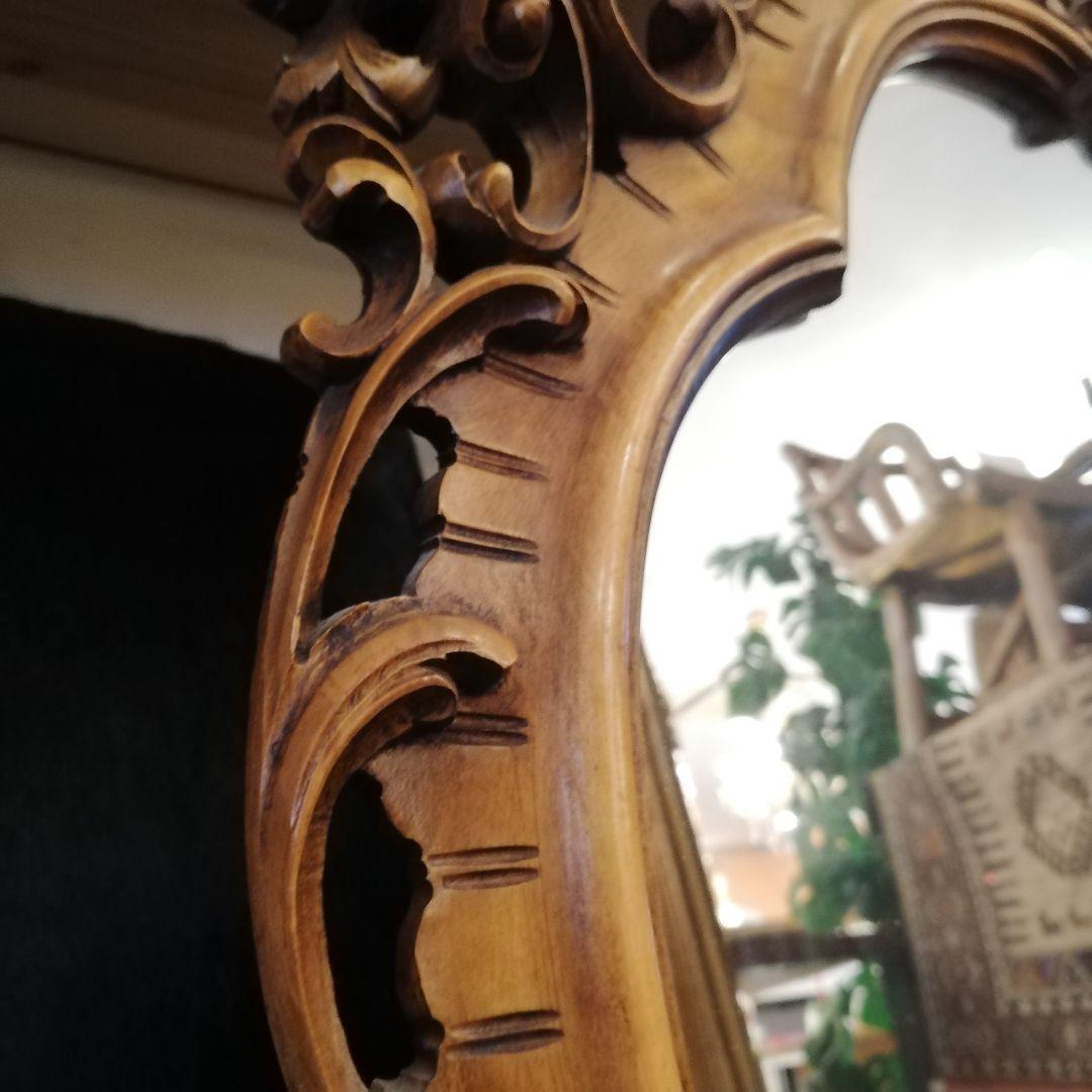 ◇大型アンティーク ヴィンテージ 無垢材フレーム ウォールミラー