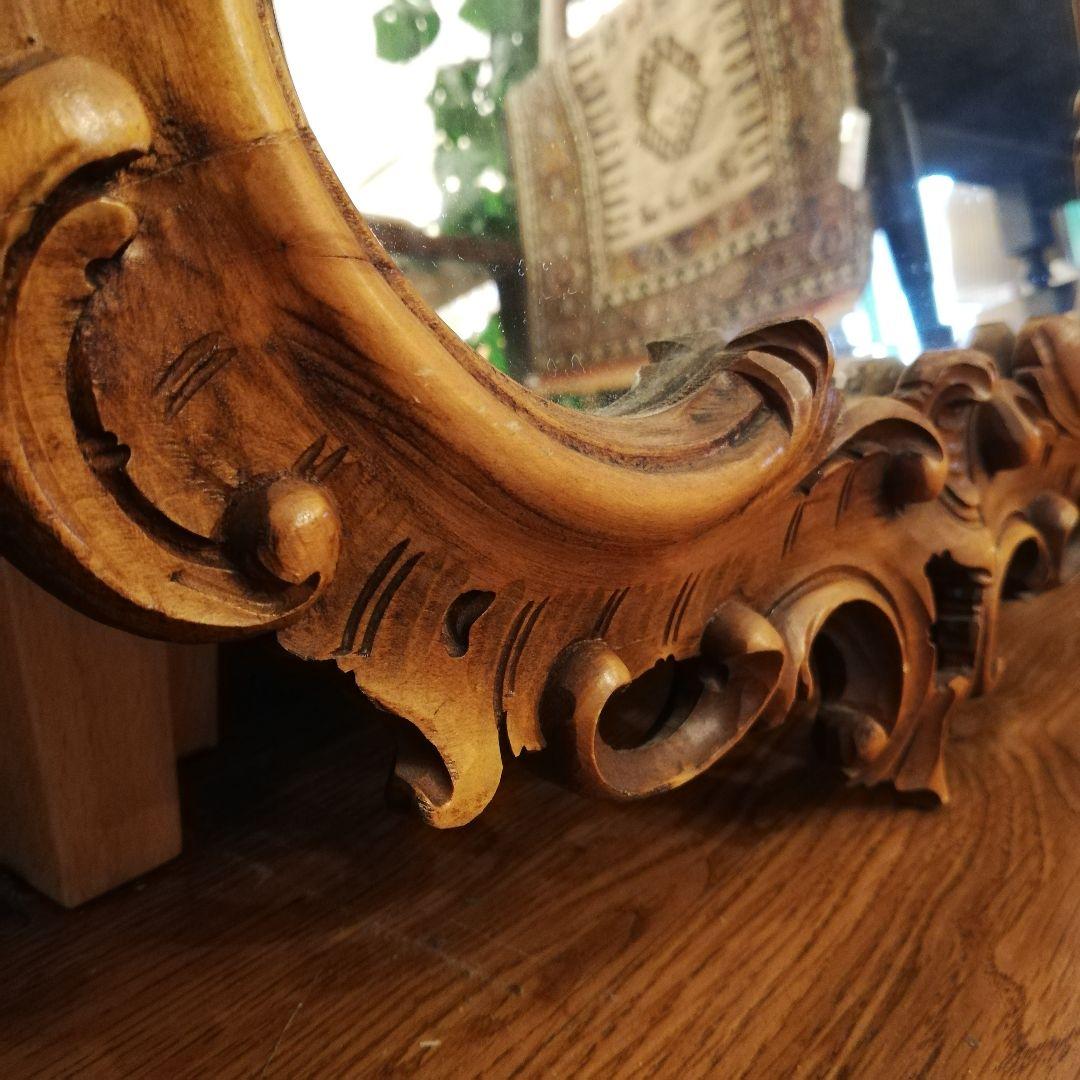 ◇大型アンティーク ヴィンテージ 無垢材フレーム ウォールミラー