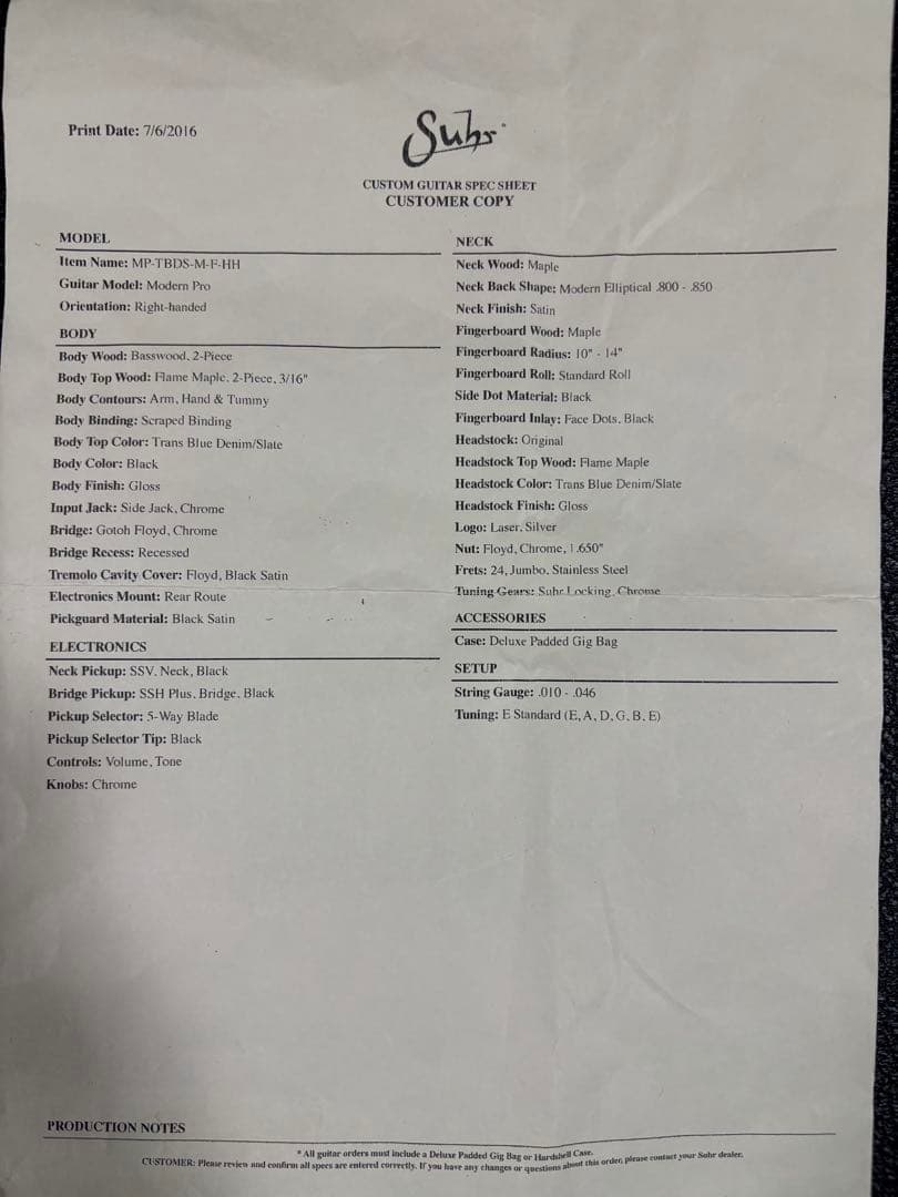 ギター Suhr Modern Pro HH FRT Trans Blue Denim