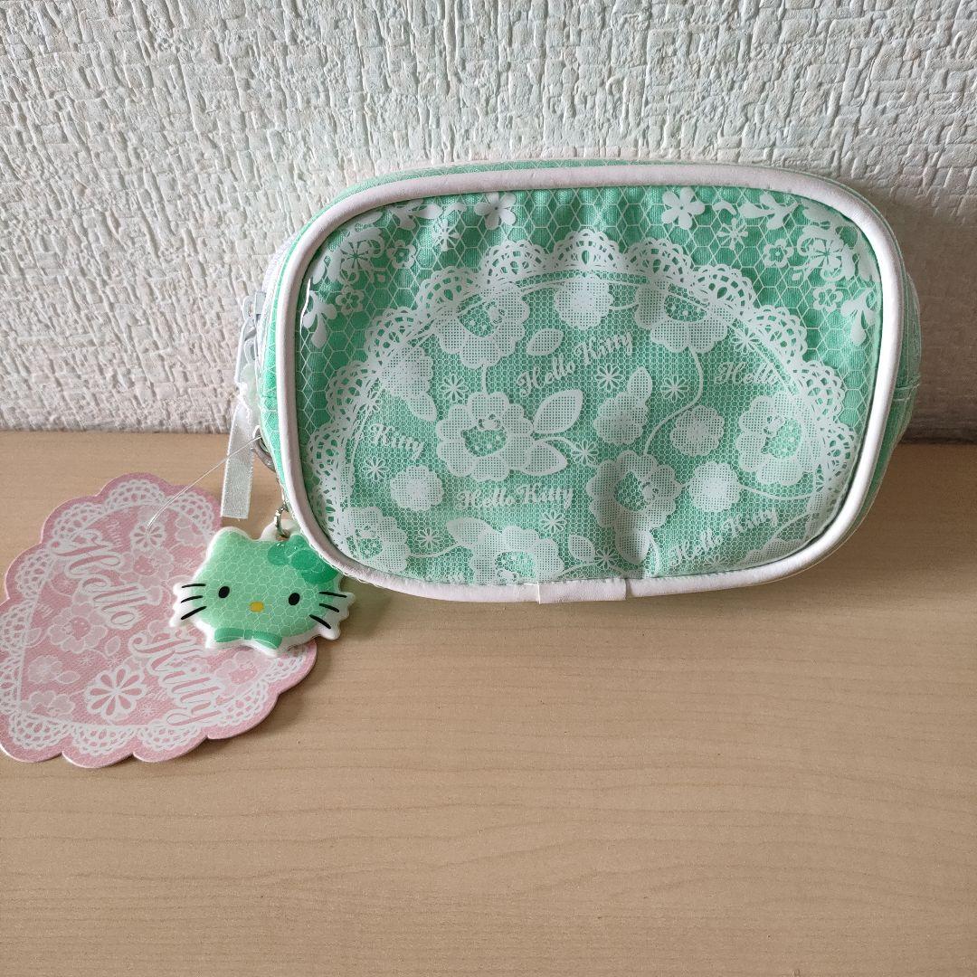 激レア　平成レトロ　キティ　チャーム付き　ポーチ　レース柄　サンリオ　レトロ