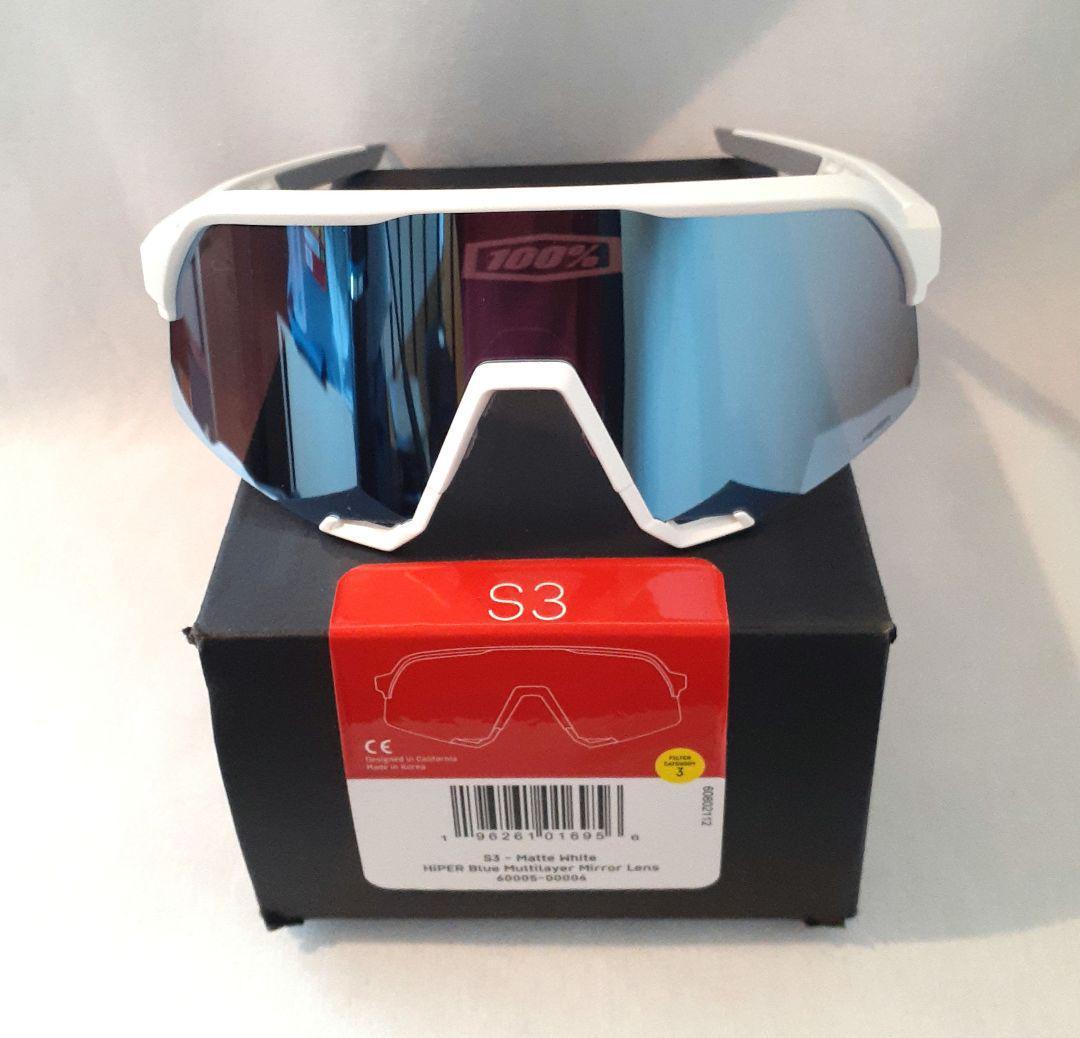 100% S3 ホワイト ブルー ワンハンドレッド サングラス
