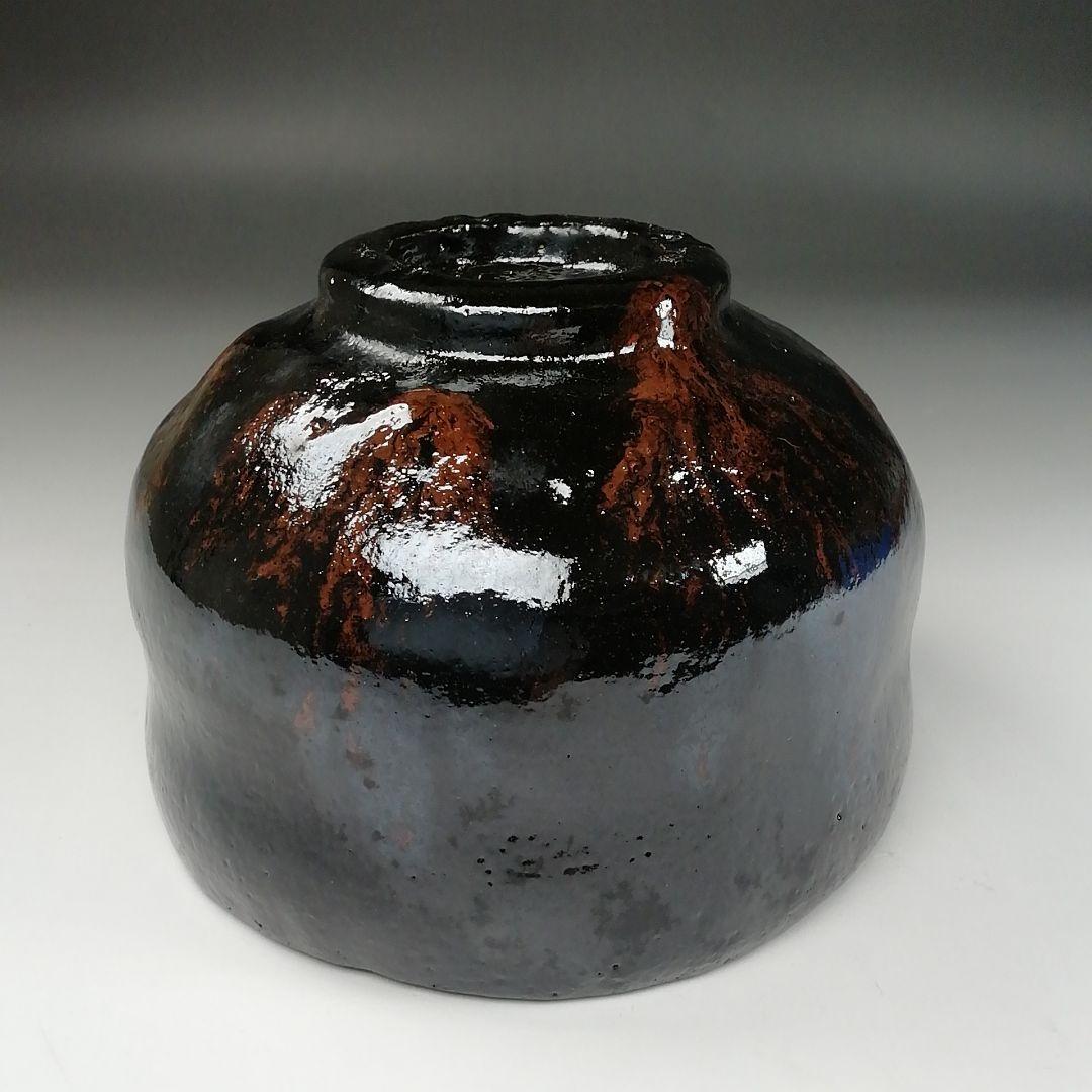 Ｔ１２８　茶碗　『のんこう写　稲妻』『黒茶碗』『佐々木昭楽造』　共箱　茶道具