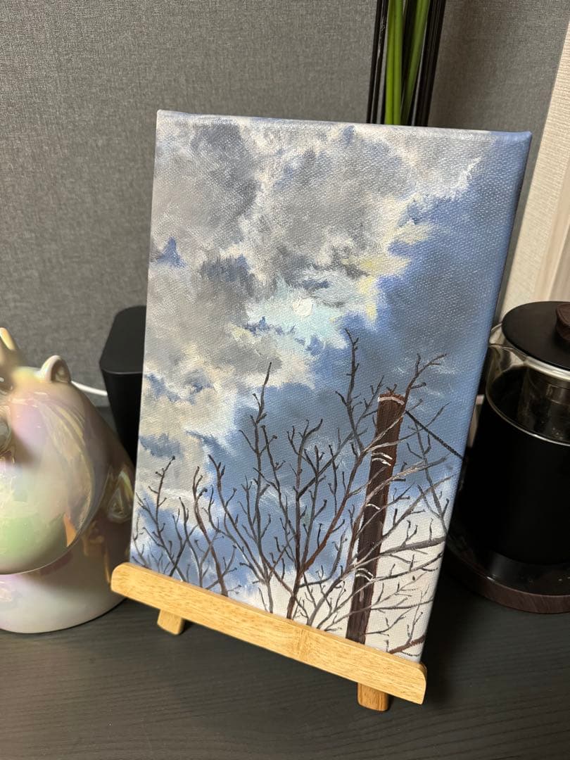 「月夜」　手描き　油絵　風景画　原画　油彩画