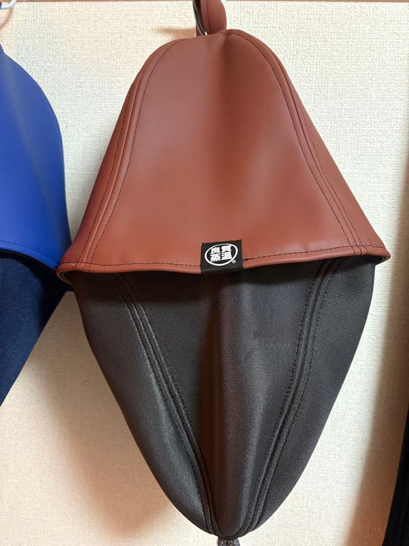 ベストサウナサウナハット 2色セット (青・茶) 良質蒸温　シリコンレザー